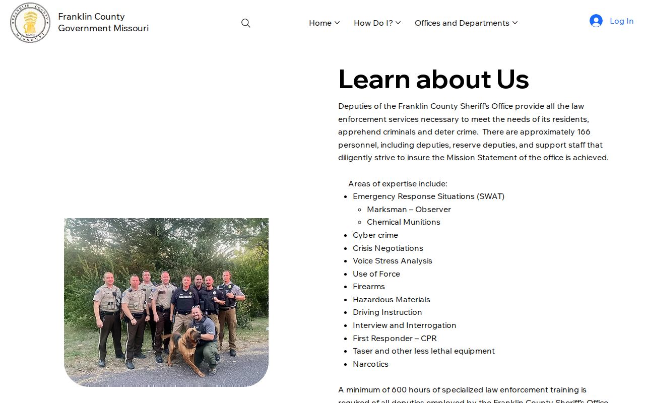 Franklin County arrest records sheriff duties and services