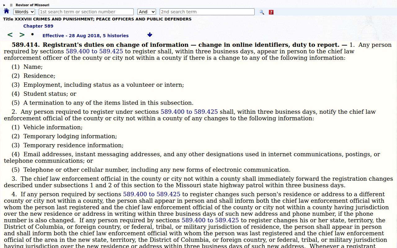 Franklin County sex offender verification requirements under Missouri law